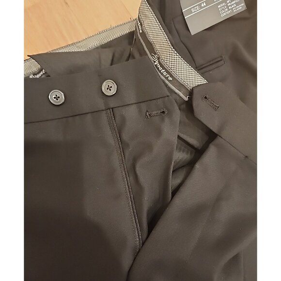 SIGNATURE mens size 44 - 46  x 27 - 29 Expandable waist length black dress pants - Picture 6 of 11